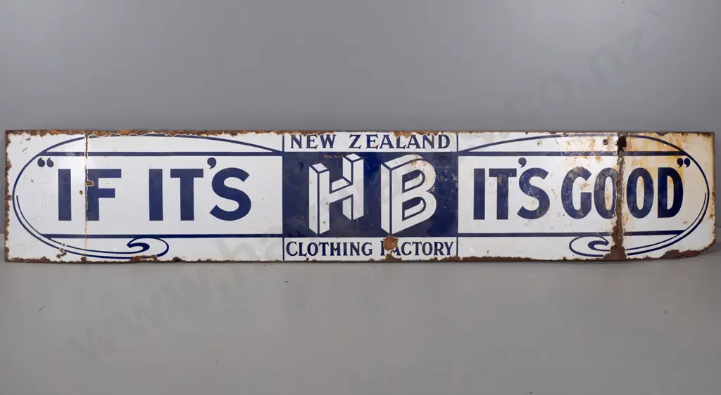 vintage tin and enamel Hallenstein Brothers sign  - some rust and wear H-460 W-2540 Image 1++
