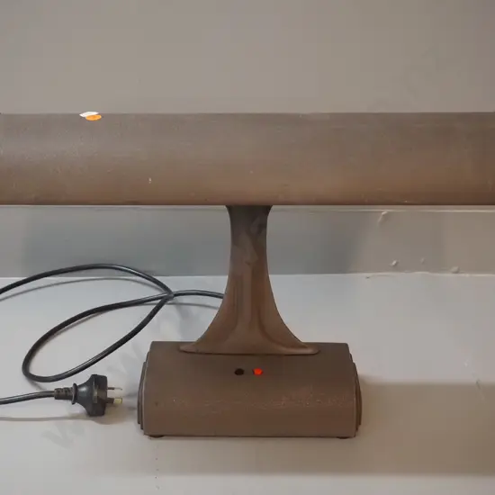 retro cast metal desk lamp with fluorescent tube - chrome trim slightly loose, some chips to finish H330 W480