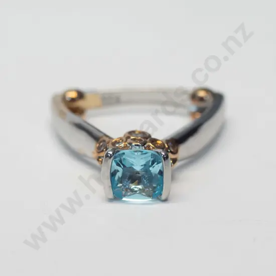 chunky silver aquamarine ring stamped 925