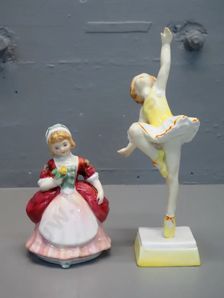 2 figurines - Royal Worcester "Tuesday's Child" ballerina H-220 and Royal Doulton "Valerie" Image 1++
