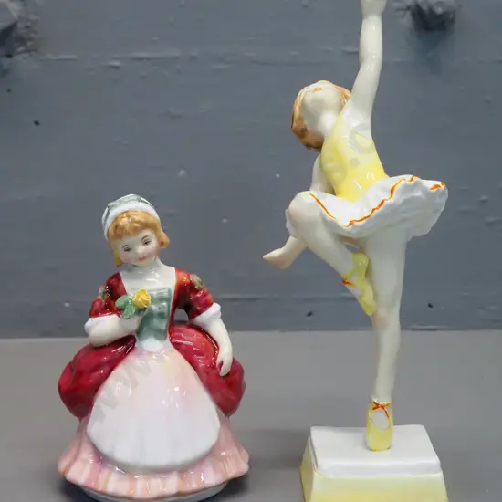 2 figurines - Royal Worcester "Tuesday's Child" ballerina H-220 and Royal Doulton "Valerie"