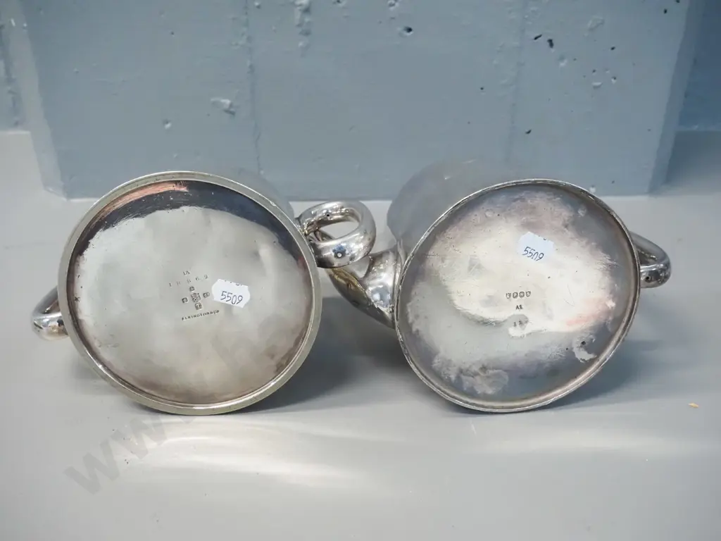 2 plated New Zealand Railways items - tea pot H-140 and sugar bowl, both marked NZR, some wear and dents Image 1++
