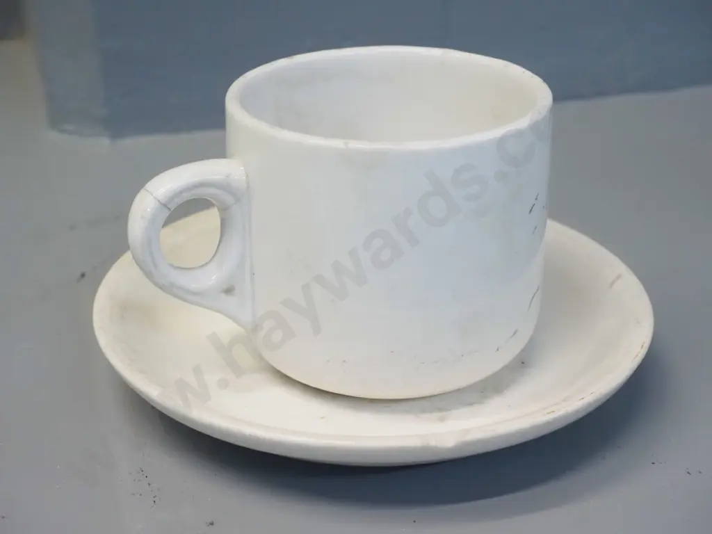 Crown Lynn NZR cup & saucer - some discolouration, chip to saucer Image 1++