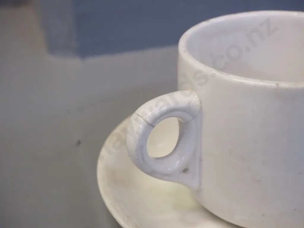 Crown Lynn NZR cup & saucer - some discolouration, chip to saucer Image 1++