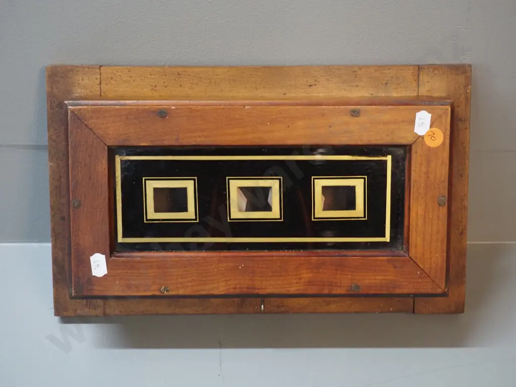 vintage wooden cased servants signal box with 3 glazed indicator windows - some borer holes in back H-200 W-330 Image 1++
