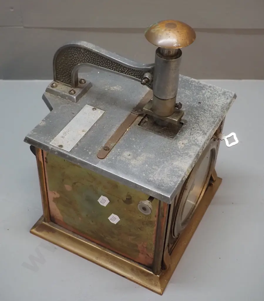 copper plated brass punch clock - face marked National Time Recorder Co Blackfriars London H-300 W-210 D-185 Image 1++