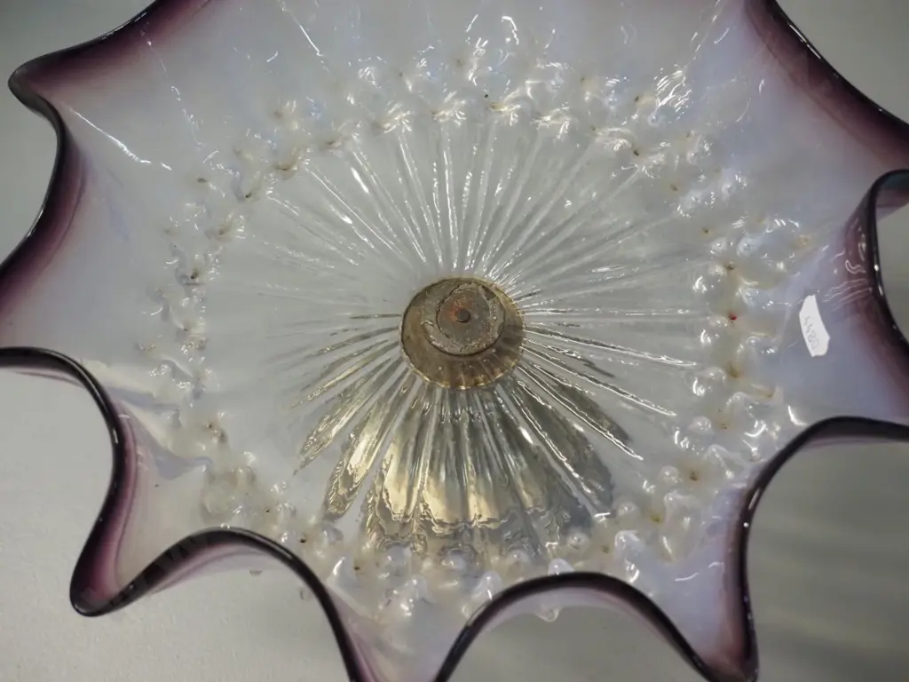2 vintage frilled glass comport bowls with silver plated bases - some pitting to base of one. One with note re 1910 Image 1++