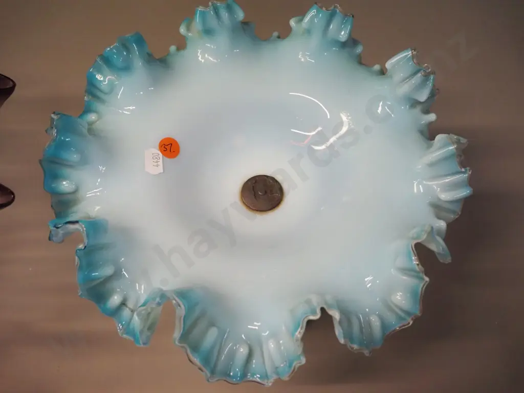 2 vintage frilled glass comport bowls with silver plated bases - some pitting to base of one. One with note re 1910 Image 1++