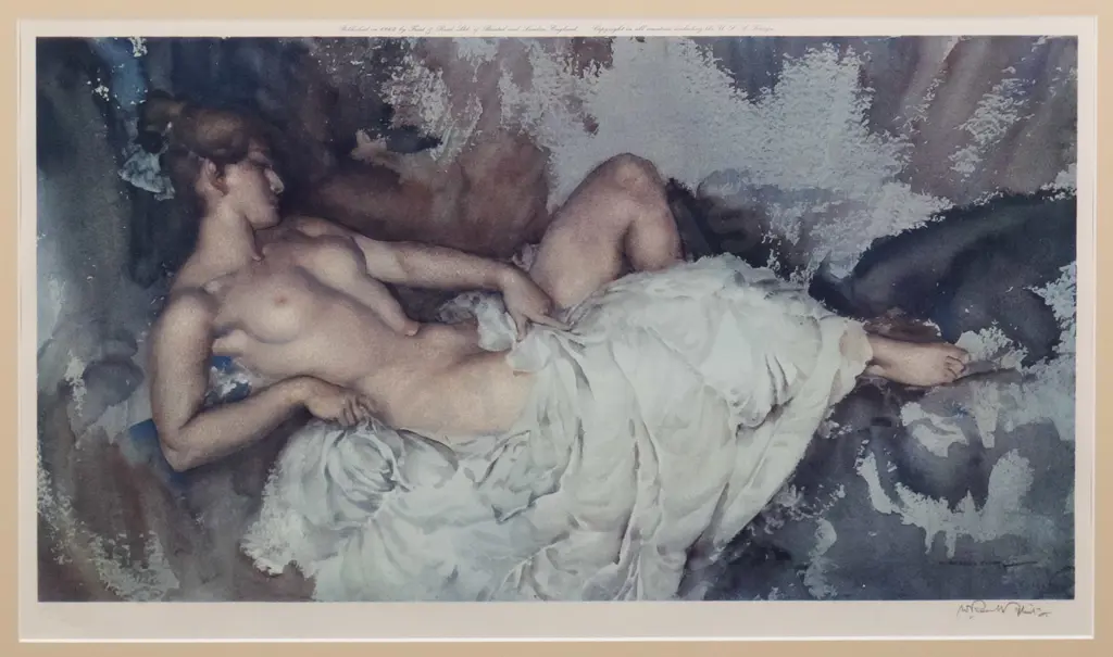 signed W. Russell Flint print - reclining nude H-320 W-580 Image 1++