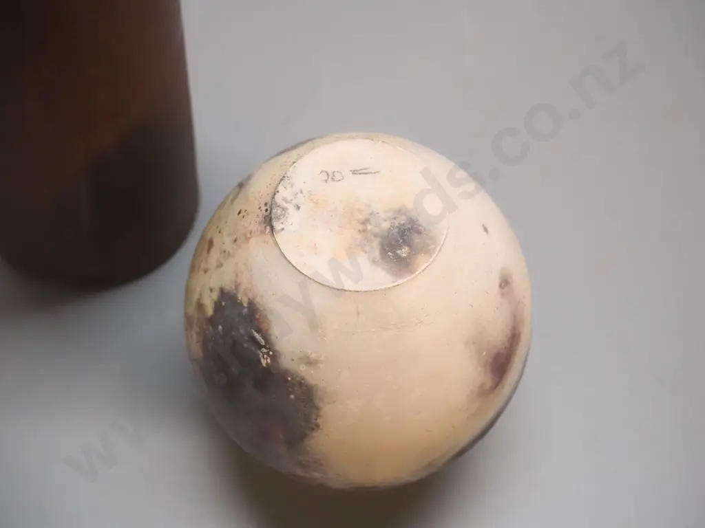 2 studio pottery vases - tall cylinder vase H-395 D-110 and small raku vase Image 1++