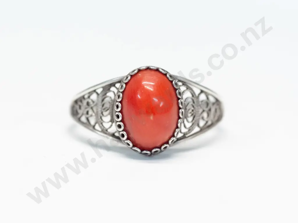 coral dress ring stamped 800 Image 1++