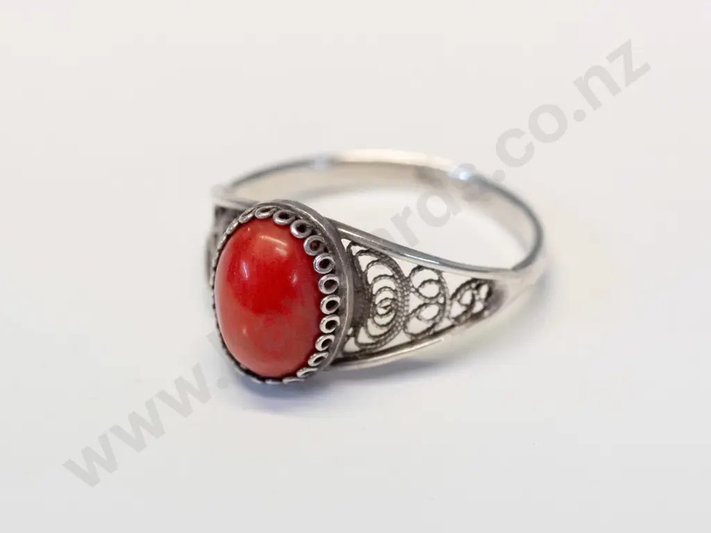 coral dress ring stamped 800 Image 1++