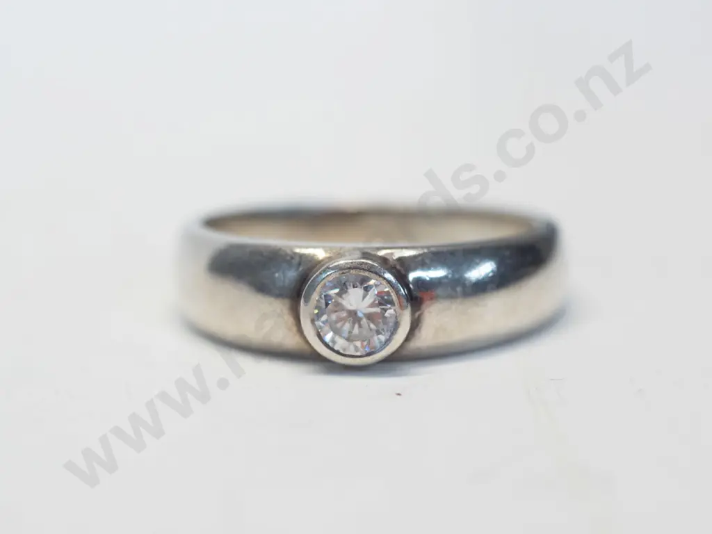 silver cz ring stamped stg Image 1++