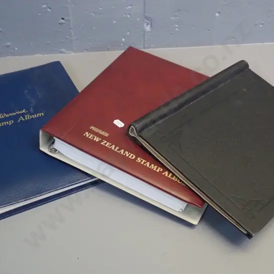 3 New Zealand stamp albums with assorted contents, 1873 onwards
