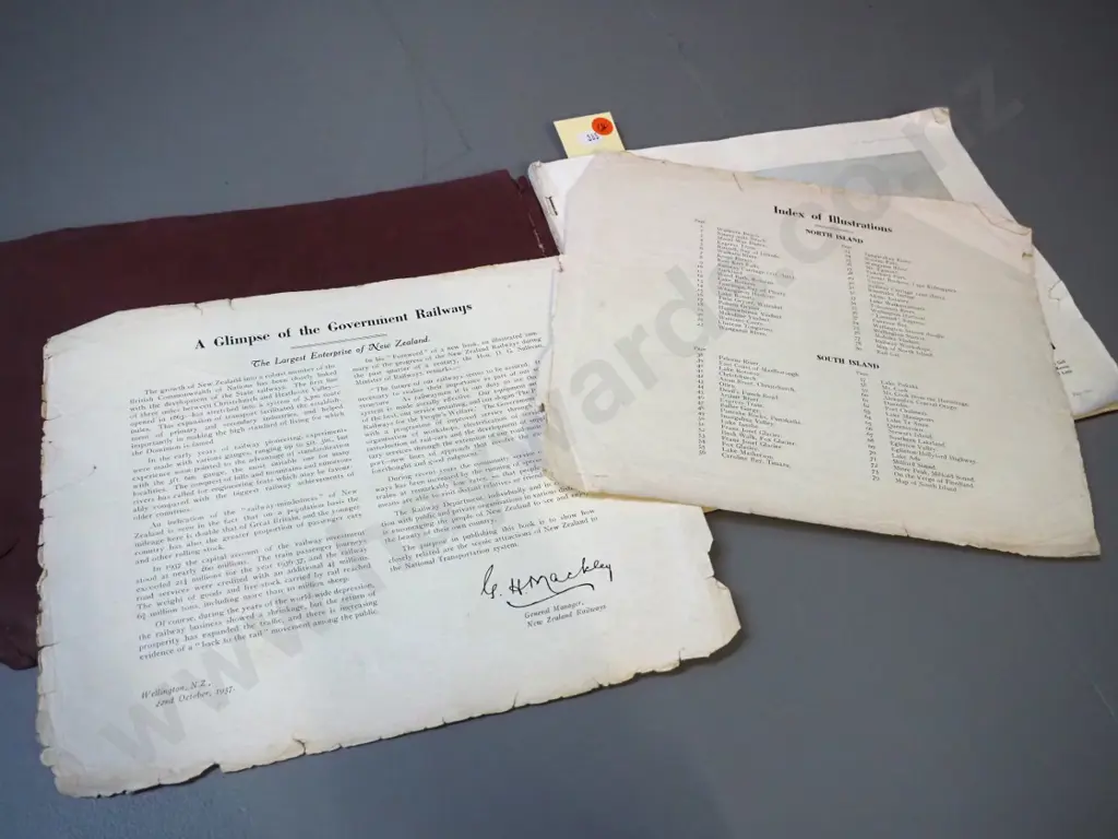 1937 New Zealand Railways scenic publication - cover in poor condition, some pages separated or damaged, images mostly Image 1++