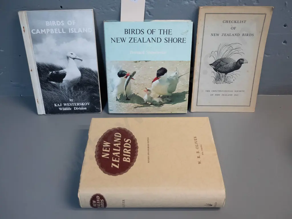 4 NZ ornithology books: WRB Oliver's New Zealand Birds 1955 printing, Campbell Island, OSNZ checklist & Stonehouse Image 1++