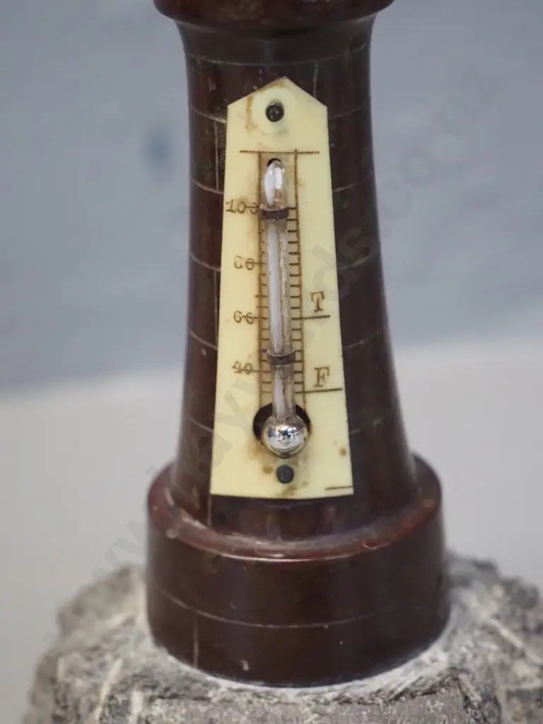 vintage small carved and polished stone lighthouse thermometer H-170 Image 1++
