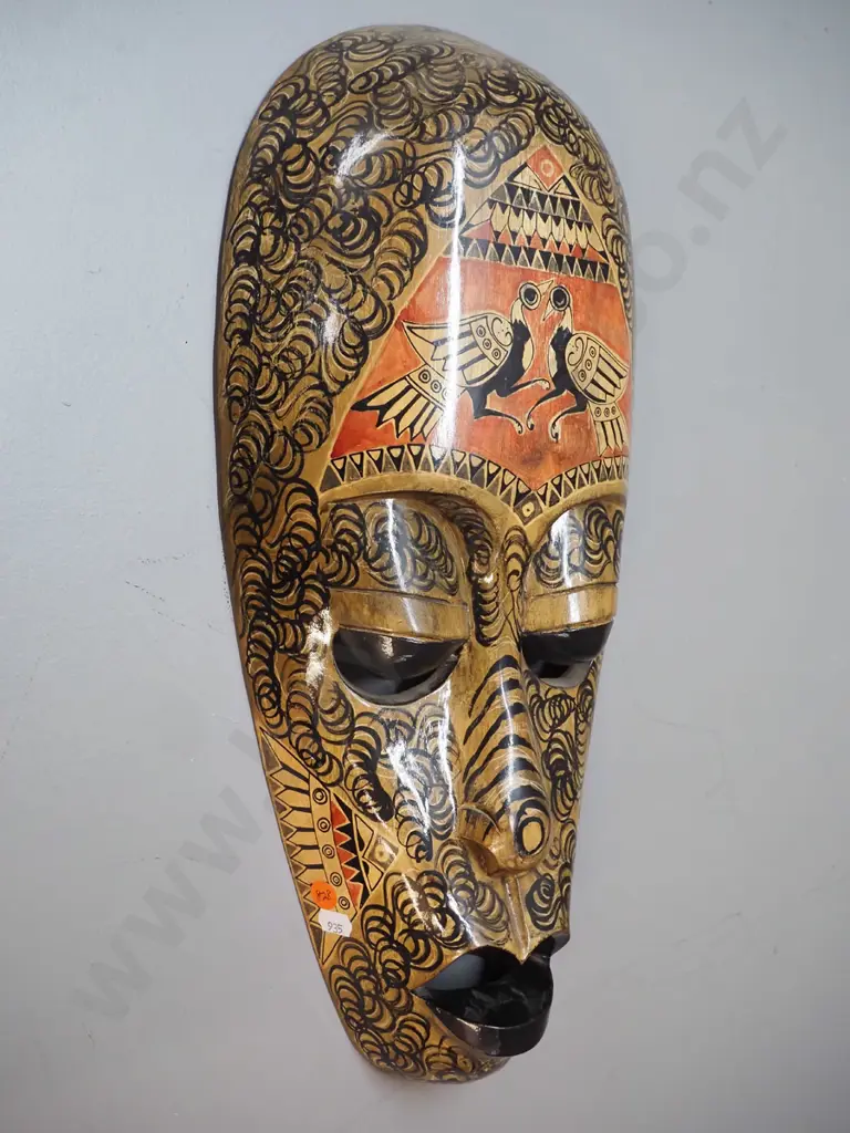 hand painted Indonesian wall mask with batik patterns H-485 W-230 Image 1++