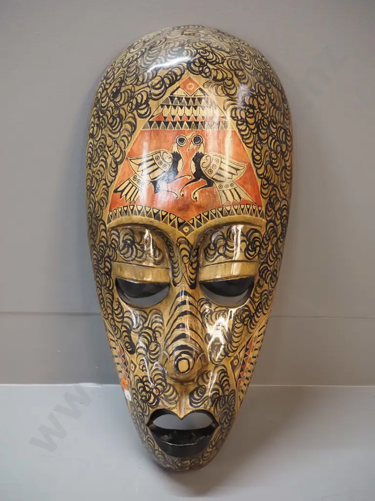 hand painted Indonesian wall mask with batik patterns H-485 W-230 Image 1++