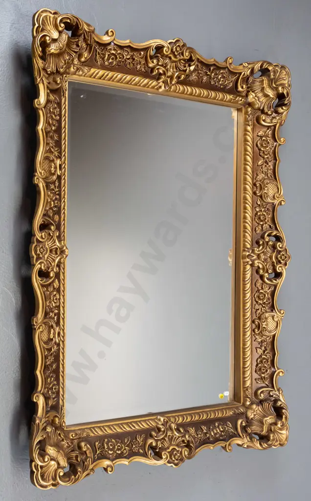 very ornate gilt framed bevelled edge wall mirror H-1130 W-830 Image 1++
