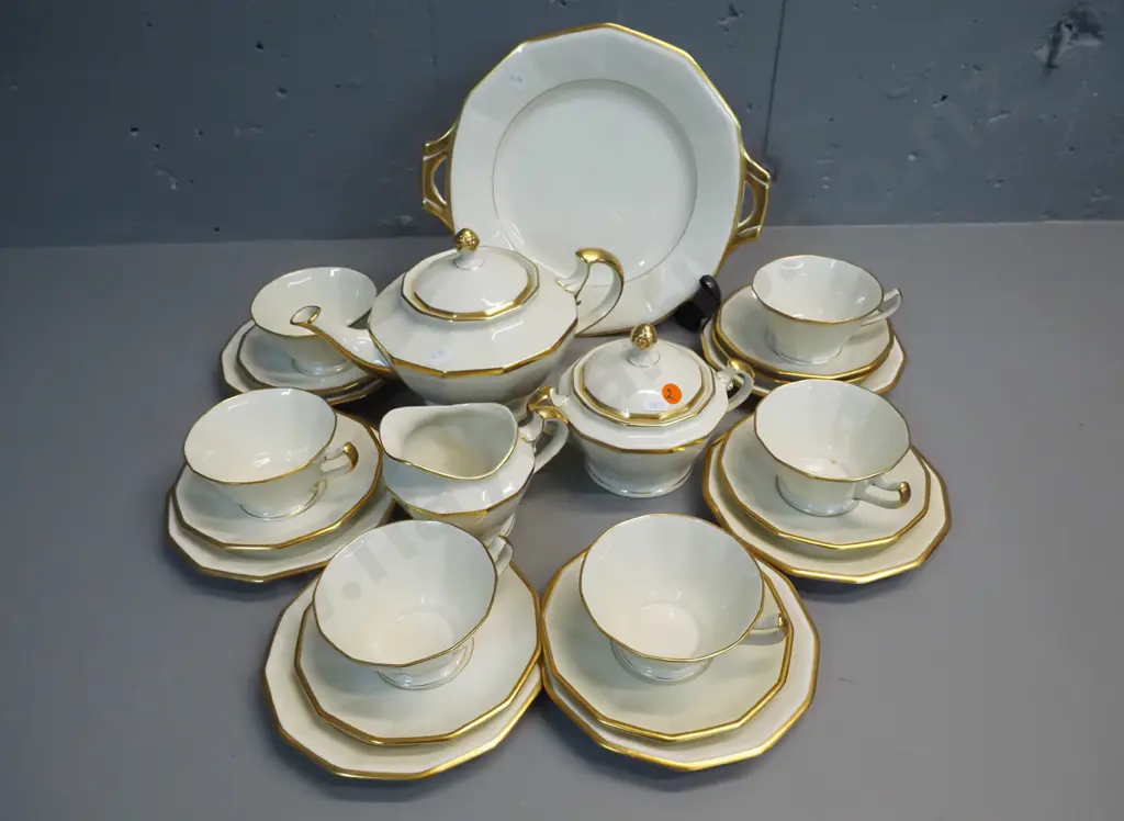 Schlaggenwald German china 22-piece tea set including teapot Image 1++