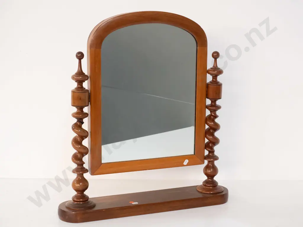 vintage dressing table cheval mirror with twist turned supports H-570 W-520 Image 1++