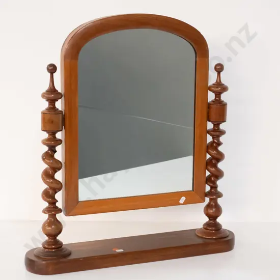vintage dressing table cheval mirror with twist turned supports H-570 W-520