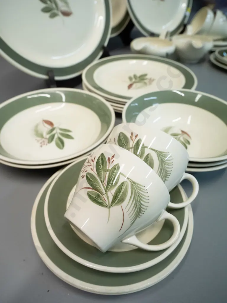 assorted Susie Cooper "Ferndown" pattern hand-painted dinnerware including 3 ashetts Image 1++