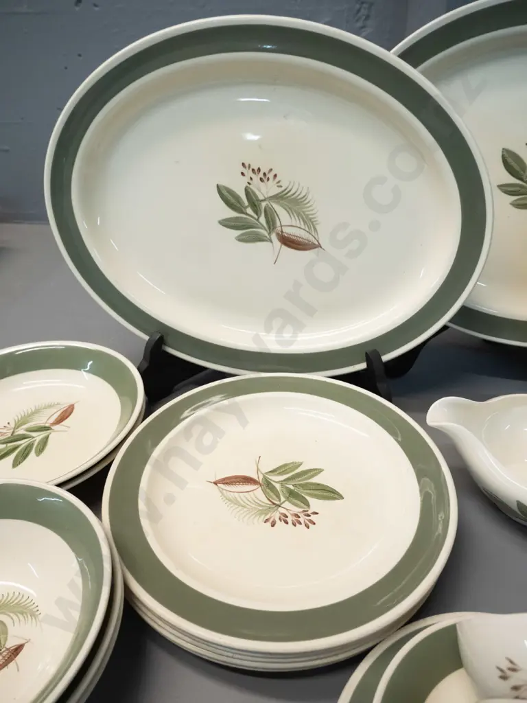 assorted Susie Cooper "Ferndown" pattern hand-painted dinnerware including 3 ashetts Image 1++