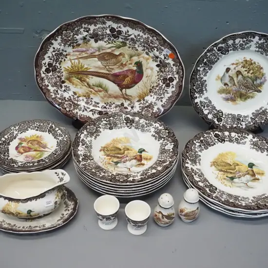 assorted Royal Worcester Palissy "Game series" tableware with game bird motifs incl. ahsett, soup and dinner plates,
