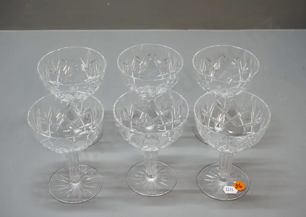set of 6 hollow-stem cut crystal champagne floats H-115 D-85 Image 1++