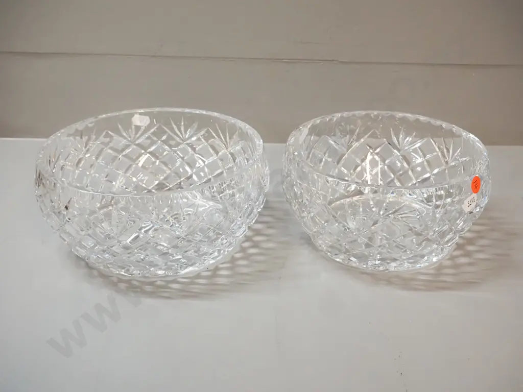 2  (Webb Corbett?) heavy cut crystal salad bowls - larger is H-90 D-200 Image 1++