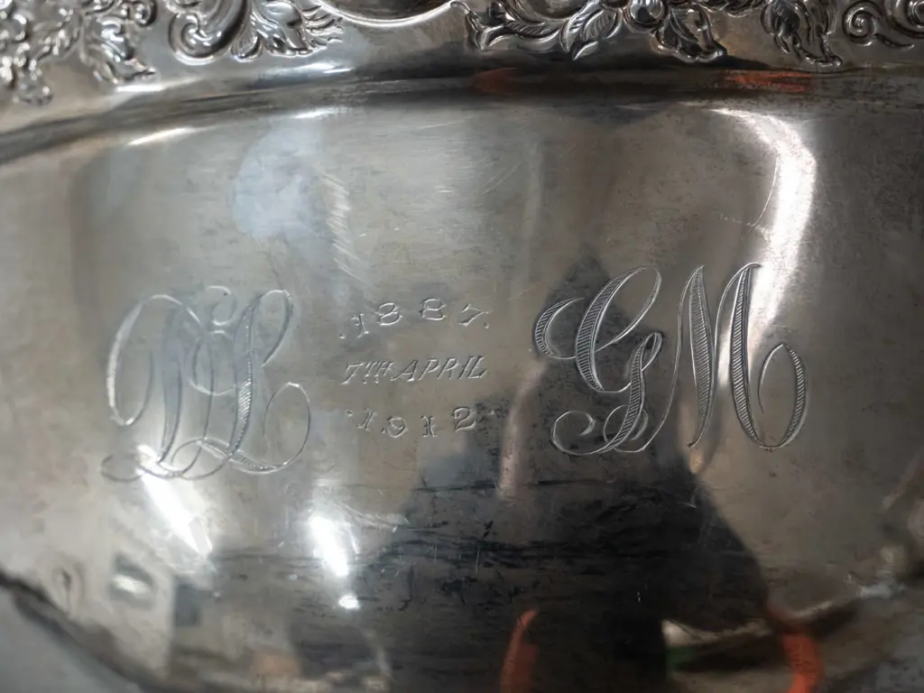 large sterling silver rose bowl 'Whytock & sons Dundee. engraved  DL 1887 7th April 1912 GM - 907gms Image 1++