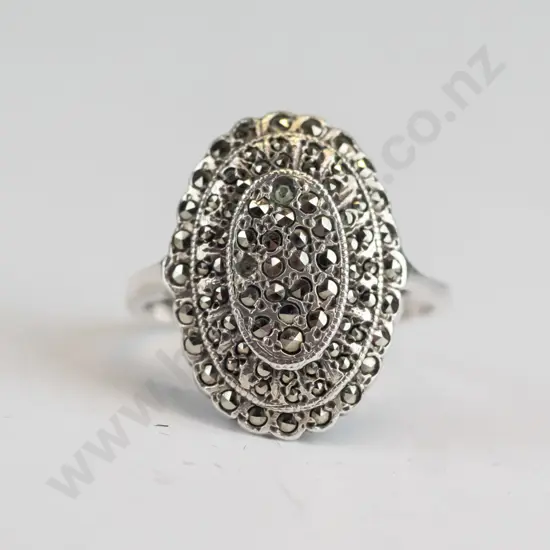 silver marcasite ring stamped silver