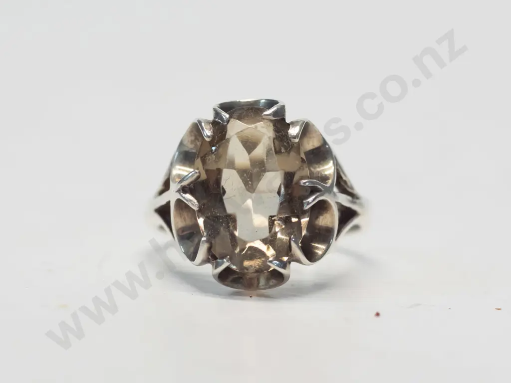 silver clear stone ring stamped Image 1++
