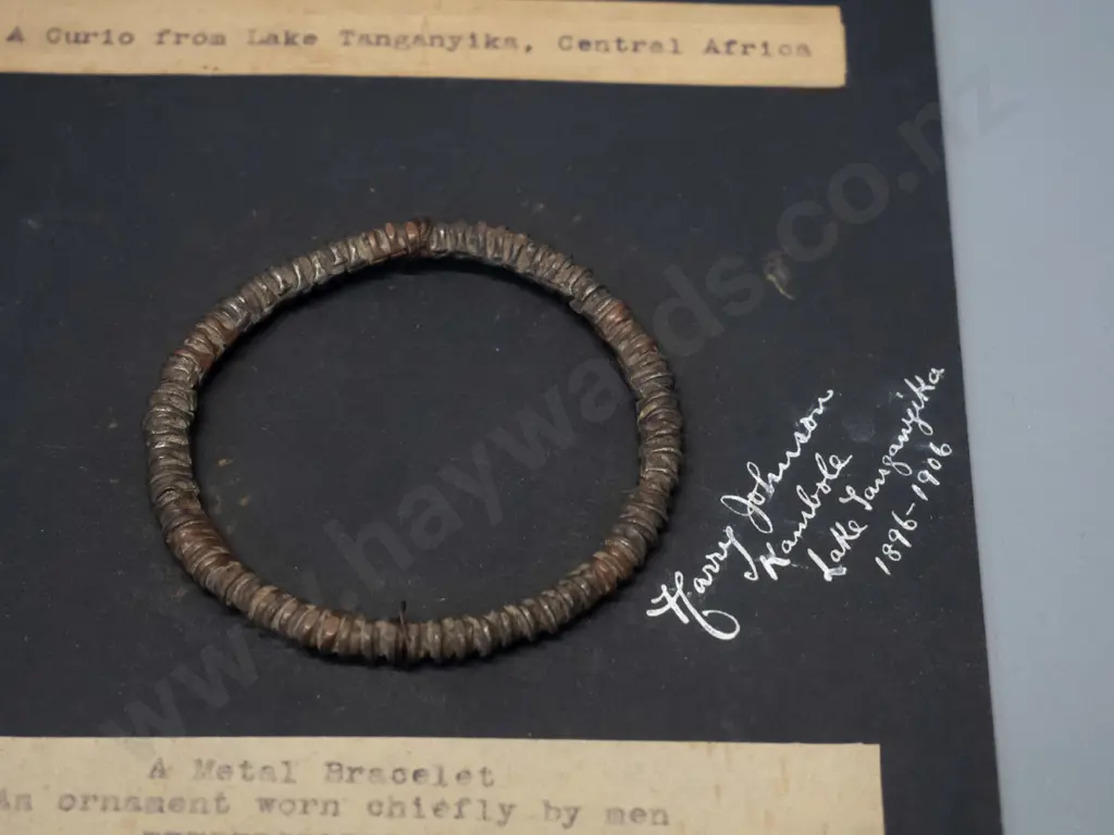 iron and copper bracelet from Lake Tanganyika D-70 - mounted on card with notes Image 1++