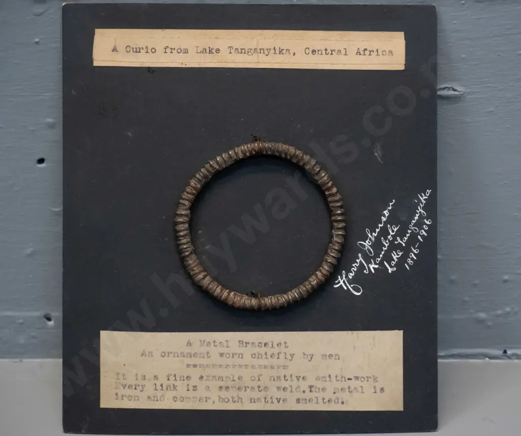 iron and copper bracelet from Lake Tanganyika D-70 - mounted on card with notes Image 1++