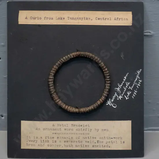 iron and copper bracelet from Lake Tanganyika D-70 - mounted on card with notes