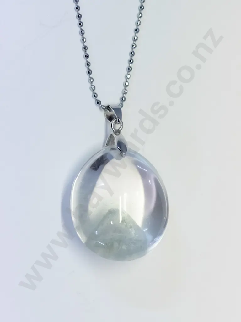 large clear quartz necklace chain stamped 925 Image 1++