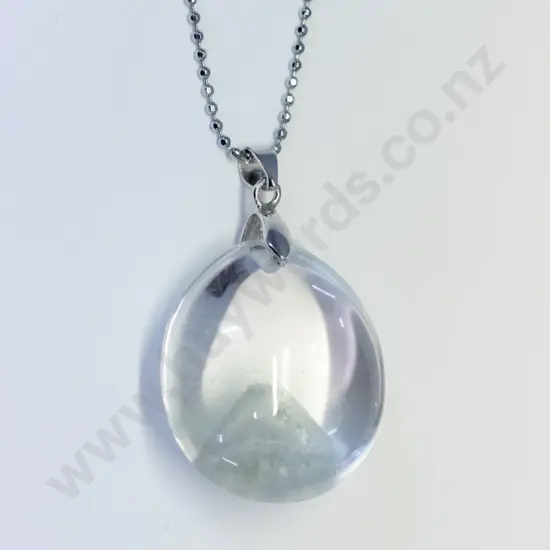 large clear quartz necklace chain stamped 925