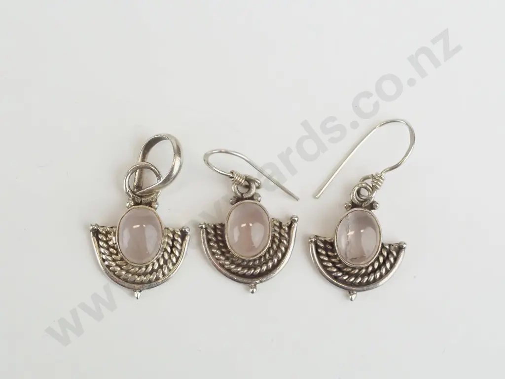 silver necklace [no chain] & matching earrings stamped 925 Image 1++