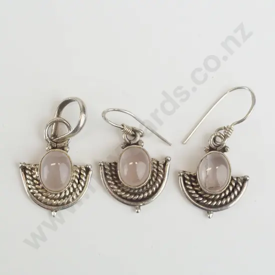 silver necklace [no chain] & matching earrings stamped 925