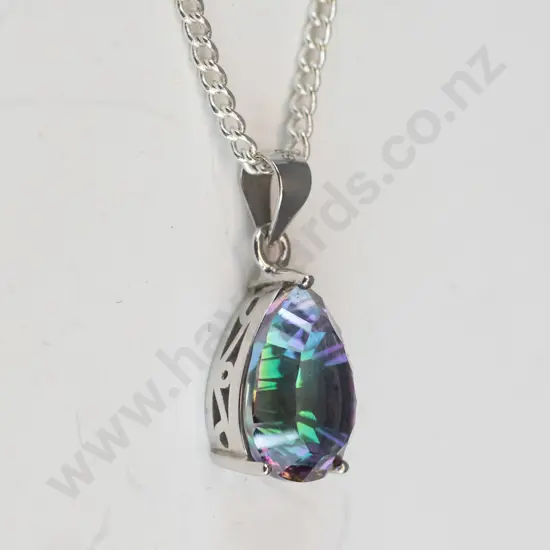 silver multi coloured stone necklace stamped S925