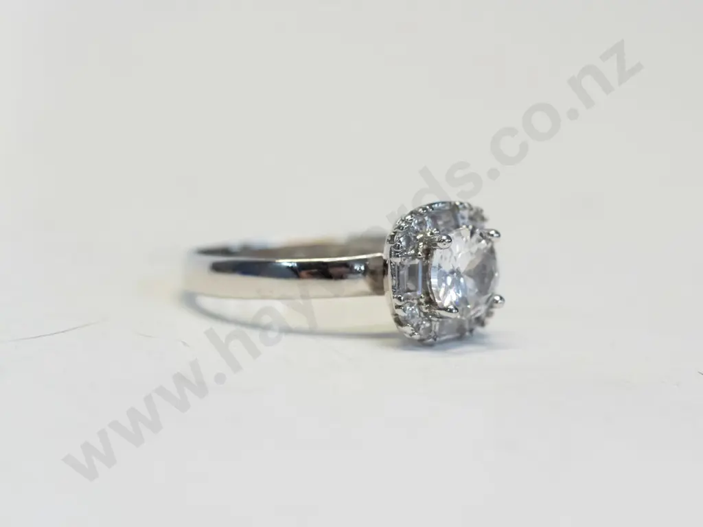 silver cz dress ring stamped 925 Image 1++