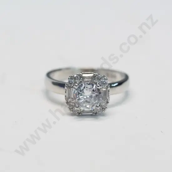 silver cz dress ring stamped 925