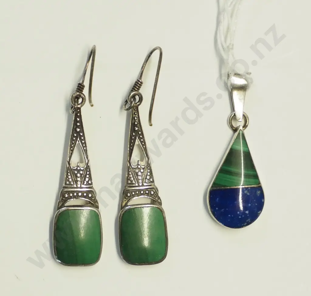 silver necklace [no chain] & pair of earrings Image 1++