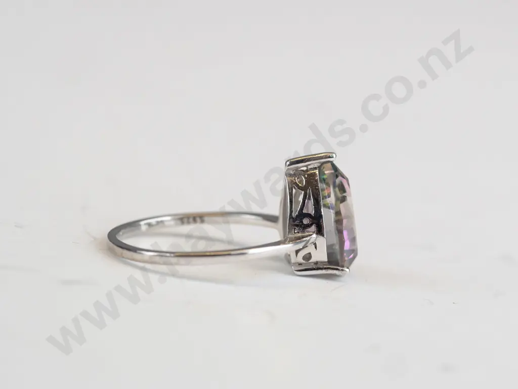 silver multi coloured stone ring stamped 925 Image 1++