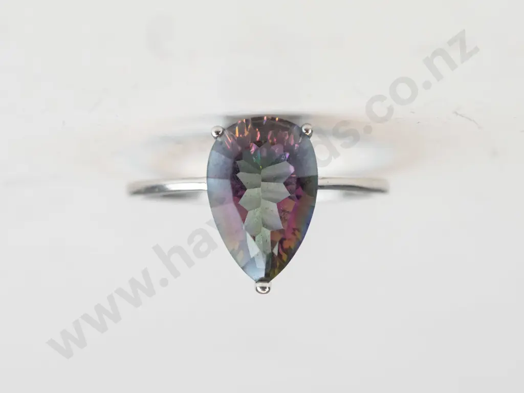 silver multi coloured stone ring stamped 925 Image 1++