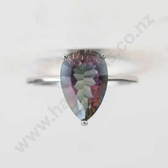 silver multi coloured stone ring stamped 925