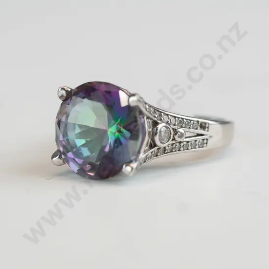 silver multi coloured stone ring stamped S925